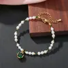 26 Estilos Nuevos de Pulseras y Collares de Ágata Verde Perla, Joyería con Colgante de Zircón Verde, Joyería Versátil de Lujo Ligero para Mujer para el Día a Día