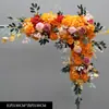 Fila Triangular de Flores para Boda Bosque de Flores Camino de Boda Arco de Bola de Flores Decoración con Postes de Madera Rincón de Flores Escenario de Flores Fondo Flor
