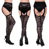 Medias Negras Sexy Malla Jacquard Liguero Todo en Uno Medias Fuente del Tesoro de Comercio Exterior Europeo y Americano