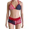 Transfronterizo 2025 Europeo y Americano Comercio Exterior Nuevo Estilo Estampado Cuello Corbata Amazon Bikini Triángulo Conjunto de Dos Piezas Traje de Baño