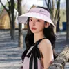 Sombrero de Sol Estilo Coreano con Parte Superior Abierta Tipo Concha para Mujer, Sombrero de Sol de Ala Ancha con Protección UV para Verano, Sombrero de Sol para Exteriores de Seda de Hielo