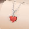 Collar de diamantes de amor de plata esterlina japonesa y coreana S925 con ágata roja, collar de amor con corazón rojo pequeño, diseño de nicho al por mayor