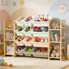 Estante de Armazenamento de Brinquedos de Madeira Extra Grande, Estante de Armazenamento de Brinquedos Infantil, Estante de Armazenamento de Brinquedos de Chão com Múltiplas Camadas