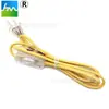 Cabo de alimentação com interruptor de dois pinos chatos e fio trançado, plugue de interruptor de dois pinos chatos transparente, fio trançado amarelo