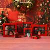 Caja de embalaje de manzana transparente navideña con lazo de Nochebuena, caja de regalo de dulces de mano, caja con ventana