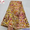 Cheongsam Bordado Colorido com Flor Grande Tecido Jacquard Brocado Antigo Tecido Renda Brocado Africano