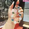 Nova Corrente de Celular com Pingente de Contas Brilhantes em Forma de Diamante, Pingente Feito à Mão com Contas, Enfeite para Pendurar no Carro, Pingente para Bolsa, Corrente de Celular para Menina
