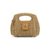 Bolso de paja estilo nuevo 2026, moderno y a la moda, bolso cuadrado pequeño con diseño de empalme, bolso de playa estilo vacación en la playa, bolso para teléfono