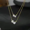 Cadena para Clavícula de Oro Real Electrochapado con Circonita Microincrustada para Mujer, Collar con Diseño de Lazo de Nicho, Cadena Sencilla para el Cuello, Lujo Ligero de Nicho