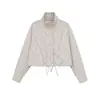 Novedad Primavera 2026 Moda Callejera Femenina Europea y Americana Chaqueta Cuadros de Manga Larga con Cuello Alto W034 26012