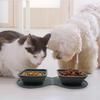 Tazón Doble de Silicona Plegable para Comida de Mascotas, Portátil para Exterior, Tazón de Alimentación Plegable de Silicona, Tazón para Comida Lenta Antiahogo para Perro y Gato