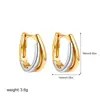 Pendientes de doble color oro real de 18 quilates y plata, color mixto transfronterizo, lisos, sencillos, en forma de U, pendientes de cruz geométrica, broche de oreja versátil