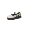 Sapatos Mary Jane Elegantes e Versáteis de Boca Rasa com Tira Única para Mulheres, Novo Estilo Primavera 2026, Sapatos Casuais de Couro com Solado Grosso