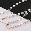 Corrente de Pérolas com Pingente de Lagosta Duplo Exquisito 8mm Chaveiro DIY Feito à Mão Materiais e Acessórios para Joias