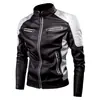 2026 Comercio Exterior Transfronterizo Otoño e Invierno Casual Motociclista Patchwork Chaqueta de Cuero Moda Masculina Cuello Alto Retro Cálida Chaqueta de Cuero