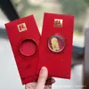 Adesivos de Telefone de Ouro Puro 999 para o Festival da Primavera, Artesanato em Metal de Envelope Vermelho de Alta Qualidade, Presentes para Reunião Anual