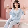 Pijamas de encaje para niñas estilo palacio de verano de comercio exterior, ropa de casa de dibujos animados linda para estudiantes estilo princesa, moda para niños
