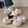 Nuevos Zapatos de Suela Gruesa Color Rosa Macarrón con Estrella para Mujer Moda de Verano Sandalias Baotou y Chanclas de Doble Uso 2025