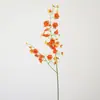Simulación de dos pétalos amarillos orquídea danzante pequeña orquídea pequeña recubierta de pegamento material de arreglo floral de alta calidad arte floral de mesa ramo