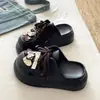 Zapatos de Academia Estilo Coreano Retro con Cordones Perforados para Mujer Suela Gruesa de EVA Sandalias de Verano al Aire Libre Moda Dibujos Animados Punta Cerrada