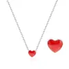 Colar Coração Vermelho Pequeno, Exquisita Corrente para Clavícula Coração Vermelho em Prata Esterlina S925, Joia de Prata Versátil e Elegante de Luxo Leve para Mulheres