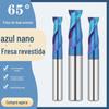 Fresa de Tungstênio de 65 Graus com 2 Filmes de Corte, Chaveta, Revestimento Nano Azul, Ferramenta CNC de Liga Dura para Corte de Aço Inoxidável