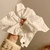 Pañuelo Cuadrado de Tela Estilo Coreano, Lazo para el Cabello de Encaje Hueco Estilo Mori Dulce, Accesorio para el Cabello de Alta Gama, Cola de Caballo Estilo Francés