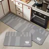 Tapete de chão minimalista estilo japonês para cozinha, absorvente de água e óleo, resistente à sujeira, tapete de chão longo antiderrapante de diatomita para uso doméstico