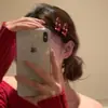 Grampo de Cabelo Vermelho Retrô Ano Novo Menina Doce Cabelo Curto Simples Franja Lateral Franja Testa Presilha de Cabelo Presilha de Bico Acessório de Cabelo