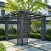 Novo gazebo de liga de alumínio estilo chinês para pátio, jardim de vila moderna ao ar livre, pavilhão de lazer de topo plano estilo antigo