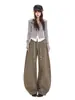 YECHUAN#Pantalones Marrones Mujer Petite Otoño Nuevo Estilo Retro Americano Sentido del Diseño Botones Jeans de Pierna Ancha