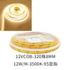 Tira de Luz COB 12V 24V 320 Luces 480 Luces 8mm Cri 95 Luz Blanca Luz Cálida Luz Neutra 2700K 3500K