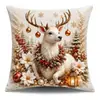 Textiles suaves para dormitorio: fundas de almohada con estampado de muñeco de nieve, árbol de Navidad, Papá Noel y renos, fundas de cojín decorativas para sofá y dormitorio de Navidad, estilo corto