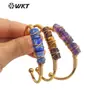 B615 pulsera de apertura ajustable con incrustaciones de gemas pequeñas cuadradas multicolor opcional para amantes accesorios de joyería artística