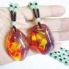 Cadena de suéter de cera de abejas con fósil de planta de insecto, ámbar, productos de plantas animales de Brasil, collar de cadena de suéter de ámbar de imitación de piedra