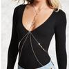 Collar de joyería europea y americana, collar de bikini sexy de cintura baja, cadena de cuerpo en capas redondas talladas con cuentas