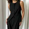 Chaleco tipo blazer sin mangas de estilo europeo y americano transfronterizo, nuevo para el verano de 2026, sencillo y elegante, para la oficina, de un solo botón, entallado en la cintura
