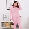 Ropa interior térmica al por mayor para mujer, color sólido, gordita, talla grande, ropa de otoño, forro polar y terciopelo fino, siete colores dentro de 240 kg