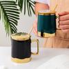 Taza de Cerámica Dorada Nórdica Simple de Lujo Ligero Oficina Hogar Té Perfumado Leche Café Taza de Agua Taza de Regalo