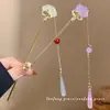 Horquilla de Flor de Cristal Yunhuai, Horquilla Larga Estilo Song con Borla de Gota de Agua Azul, Accesorio Hanfu, Versátil con un Frescor de Hada