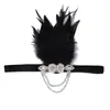 Diadema de plumas de avestruz de venta caliente transfronteriza de Amazon, tocado para fiesta de máscaras, baile de graduación, cinta para el pelo gatsby