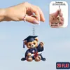 Llavero Acrílico 2D Transfronterizo Oso de Graduación Plano Dibujo Animado Túnica de Graduación Bolsa de Regalo de Graduación Colgante Estilo Minimalista