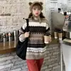 Suéter de gola redonda feminino outono e inverno novo estilo coreano folgado para usar por cima jaqueta de manga longa estilo retrô Hong Kong tendência do Instagram