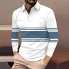 Polo Elegante de Novo Estilo Transfronteiriço Manga Longa Camisa Polo Independente Botões Masculino Casual Gola Lapela Amazon Europa e América