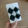 Pinza para el pelo de niña estilo hada linda, par de mini lazos de seda verde oscuro, pinza lateral, pinza para flequillo