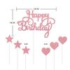 Papel brillante brillo oro rosa feliz cumpleaños adorno para pastel traje estrellas amor decoración para pastel fábrica mayoreo