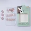 Ins Estilo Francês Simples Unhas Postiças Curtas Usáveis Roxo Nude Pontas de Unha Versáteis Clareadoras 24 Peças Atacado Transfronteiriço