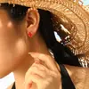Pendientes de Trébol de Cuatro Hojas de Lujo Ligero, Pendientes Elegantes de Acero de Titanio, Pendientes de Moda Estilo Coreano Ins con Recubrimiento al Vacío Oro PVD para Mujer