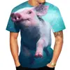 2026 Nueva Camiseta Popular Novedosa Animal Cerdo Impresión 3D Cuello Redondo Divertida Camiseta Casual para Hombre XXS-6X