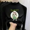 Camiseta térmica para niña con forro de polar, cuello semi-alto, camiseta gruesa, nuevo estilo otoño/invierno 2026, tejido cepillado, para niños de talla mediana y grande